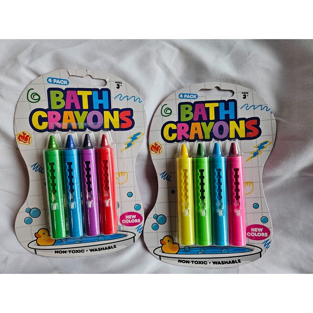 🖍️ Kids BATH CRAYONS Non Toxic Set 8 Magic Crayons Big Time Toys~ WASHABLE~ NIB